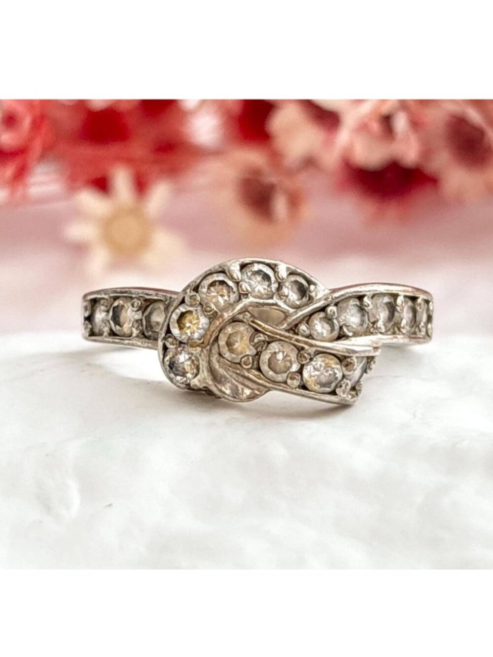 Knotted Forever | Eternity Style CZ Sterling Silver 925 Vintage Ring - sz 9.25